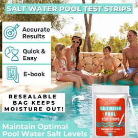 BubbyShine, Salt Water Pool Test Strips - Salt Water Pool Testing Kit, Pool Salt Test Strips, Pool Salt Tester for Saltwater Pool, Salt Water Pool Testing Strips, Salt Water Pool Tester