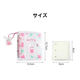 KDSSYFT Mini Seal Pad A8 Size 10 Pages Inside Transparent Plus 60 Blank Paper Cores 3 Holes Removable Cute Girls Pin-Club Bunny