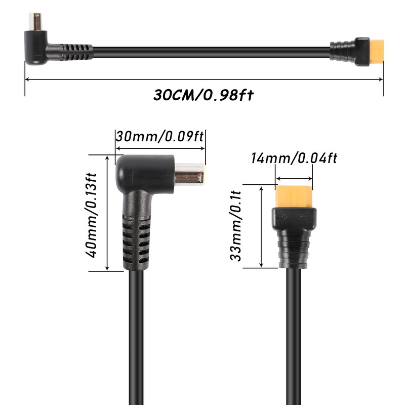 GINTOOYUN DC 8mm to XT60 Power Cable,90 Degrees Right Angle