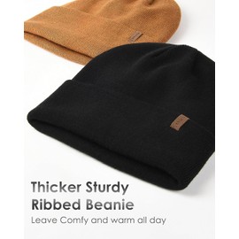 FURTALK Unisex Beanie for Men Women Cuffed Plain Skull Hat Winter Knit Cap Beanie