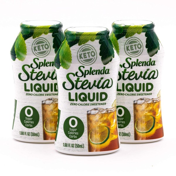 SPLENDA STEVIA LIQUID, Zero Calorie Sweetener Drops, 1.68 Ounce Bottle (Pack of 3)