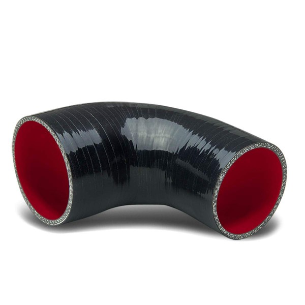 2.5 inches To 3 inches 90 Degree Elbow Turbo/Intercooler/Intake Piping Coupler Reducer Silicone Hose (Black & Red)