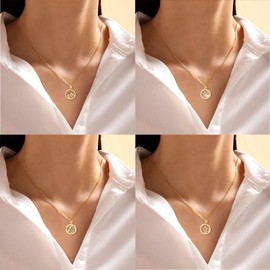 12 Zodiac Constellation Necklaces for Women Zodiac Coin Embossed Necklace Crystal Zodiac Pendant Necklaces Charms Gifts for Girls Men