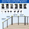 Muzata Aluminum Black Side Mount Cable Railing Post 36 Inch
