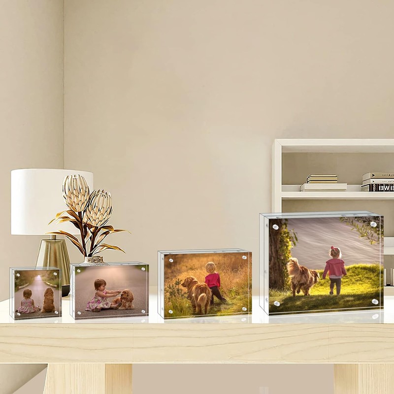 Egofine 5x7 Acrylic Frames 4 Pack, 20mm Thicker Frameless Clear
