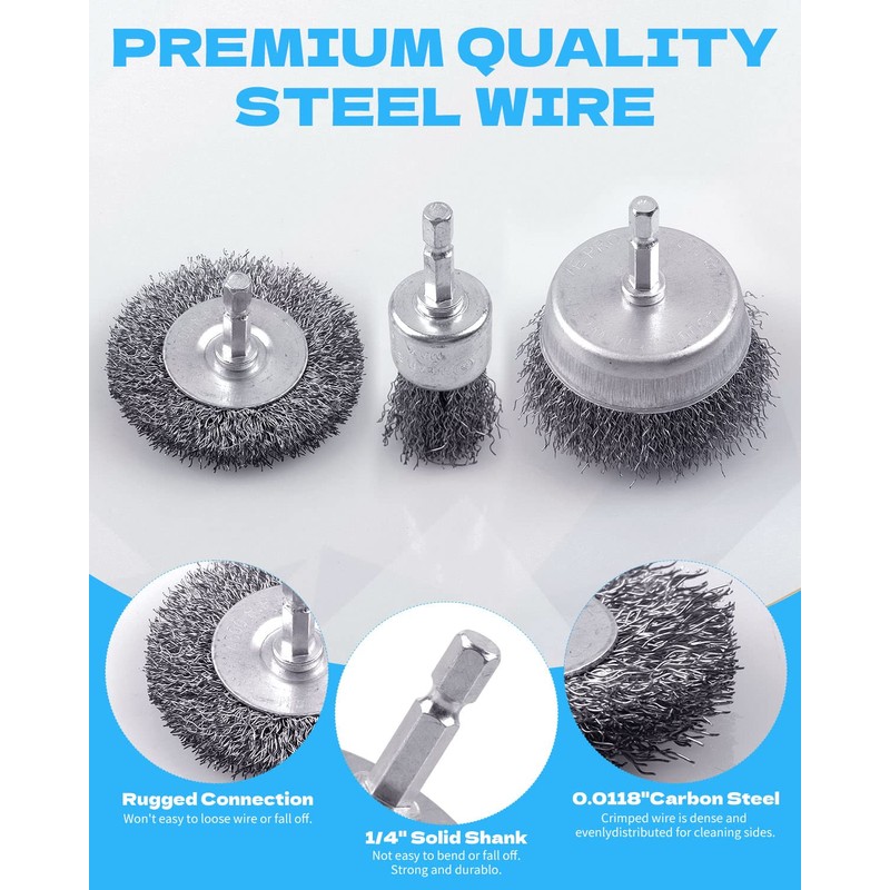 Rocaris 24 PCS Wire Wheel Brush for Drill , Carbon