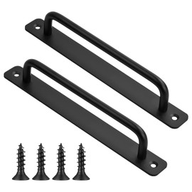 Laughhe Pack of 2 Barn Door Handle, High Performance Sliding Door Handle, Aluminium Alloy Door Handle with Screws, Hardware Door Handle, Black, for Cupboard, Door, Cabinet, Kitchen, Furniture, Bedroom