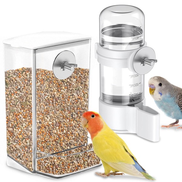 DADERXY 2PCS Bird Cage Feeders and Waterers Set, No Mess