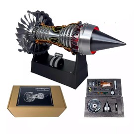 Turbofan Engine Model, Adjustable Speed TR900 Aircraft Engine Turbojet Engine Model with Light , Simulation Aero Engine Mechanical Science Education Toy Gift Decor for Adult, 28cm (Assembly Version)
