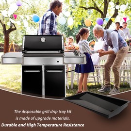 BMMXBI 67767 Grease Tray for Weber Grill Parts Genesis 300 Series with Side Control Knob(2007-2010), 67758 Grill Drip Pan for Weber Genesis E-310 E-320 Gas Grills Replacement Parts