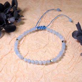 Unbranded Simple Adjustable Bracelets Aquamarine Tiny Beads Cute Dainty Bracelets Gifts