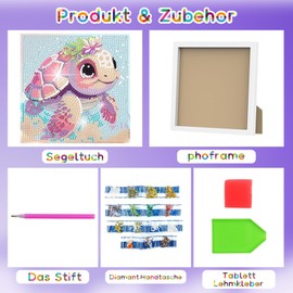 Aapxi Diamond Painting Children's Animals Turtle Elephant Butterfly Cow Koala Sloth Diamond Painting with Frame (Gradients)