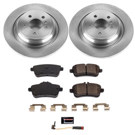 Power Stop KOE7440 Autospecialty Rear Replacement Brake Kit-OE Brake Rotors & Ceramic Brake Pads and 1 Rear Sensor Wire For GLE300d, GLE350, ML, ML350 [Model Specific]