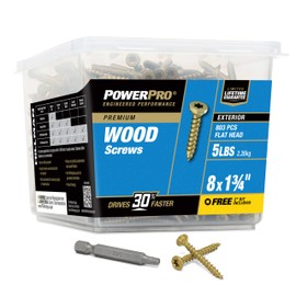 Power Pro Premium Exterior Wood Screws, #8 x 1-3/4"Inch All-Purpose Deck Screws for Outdoor Projects, T-25 Star Bit Included, Bronze, 803 Pieces | 48607V4