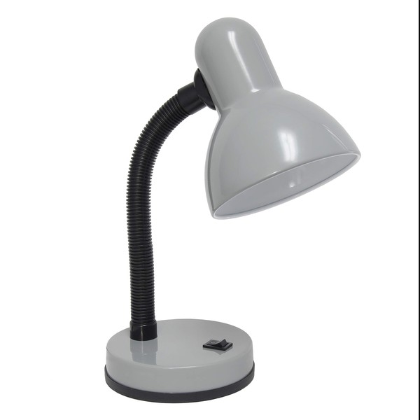 Simple Designs LD1003-SLV Basic Metal Flexible Hose Neck Desk Lamp, Silver 6.1 x 4.9 x 13.85