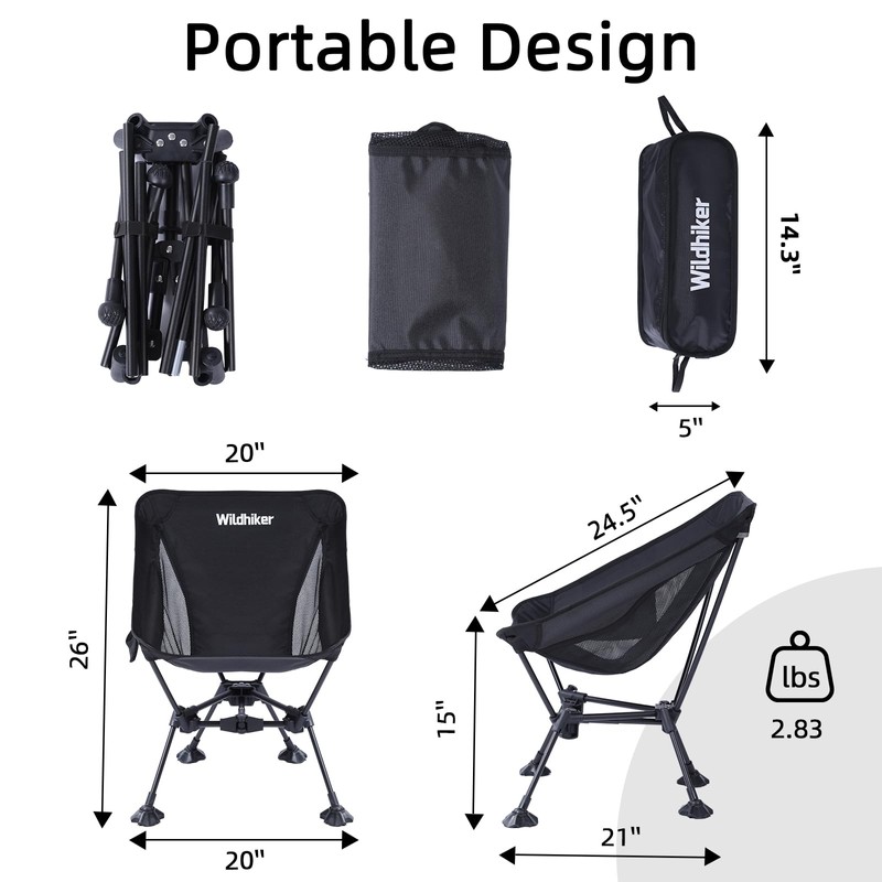 Wildhiker Ultralight Backpacking Chair – Compact Camping Chairs for Adults