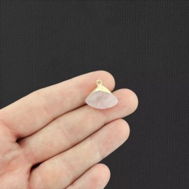 Unbranded Natural Rose Quartz Faceted Fan Pendant 2 Sided - GEM026