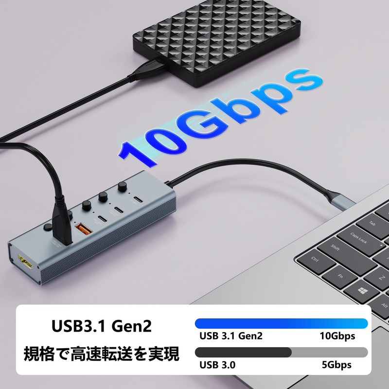 USB Hub, Type-C USB C Hub, 6 in 1 Docking