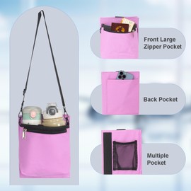 Bokelai Luggage Travel Cup Holder with Straps for Add a Bag Hands Free Suitcases Drink Carrier Beverage Caddy Travel Accessories Gift for Flight Attendants Travelers Pink