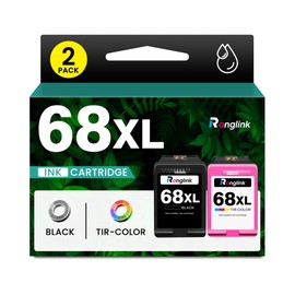 Ronglink 68XL Ink Cartridges Combo Pack with Chip, 1 Black, 1 Tri-Color