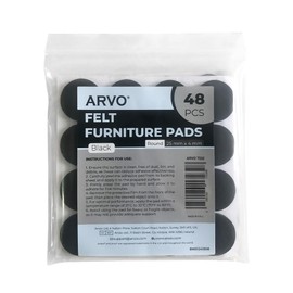 ARVO Felt Furniture Pads - 48 Pcs Furniture Pads Floor Protectors, Felt Pads for Furniture Feet, Non-Slip Anti-Scratch for Hardwood Floors, Chair Legs - Black