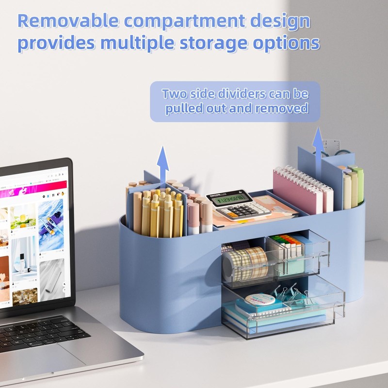 Marbrasse Desk Organiser with 3 Drawers,Multi-Functional Pen Holder,Desk Tidy and