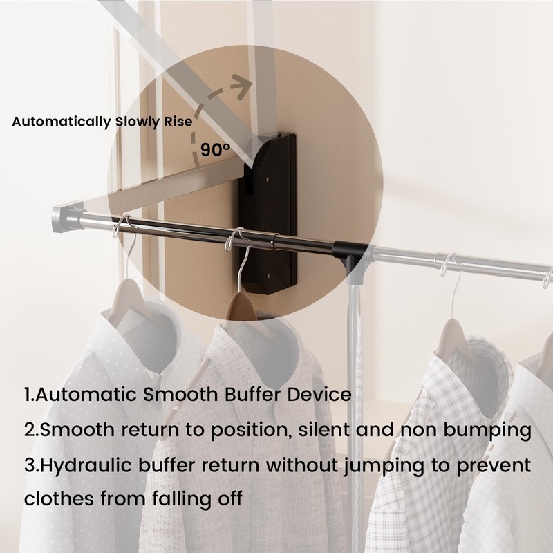 bimiti Pull Down Closet Rod -Stainless Steel Adjustable 33-47 Inches