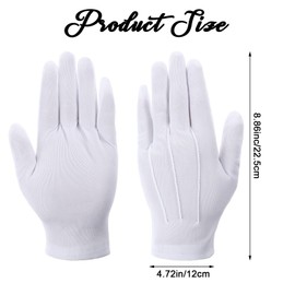 Wanmu 5 Pairs White Polyester Parade Gloves Uniform Gloves Mens Dress Glove for Police Funeral Server Church Usher