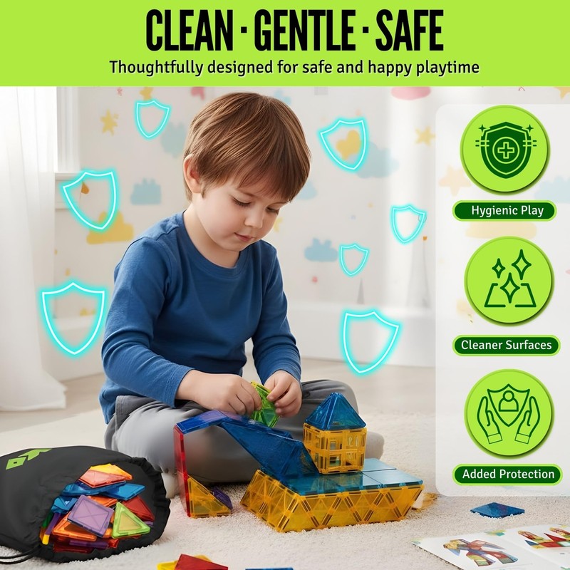 Little Vo Magnetic Tiles Set 180 PCS with 2 Cars