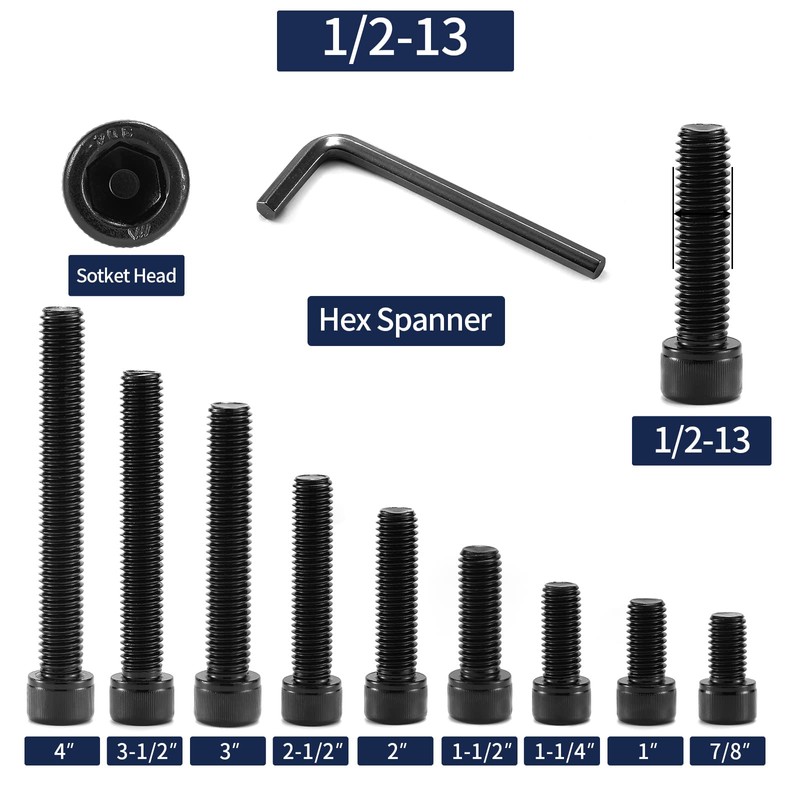 1/2-13 x 2 Inch Socket Head Cap Screws Bolts, 10Pcs