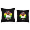 Funny Party Cat Mask Beads Mardi Gras 2023 Throw Pillow