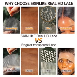 BEEOS Curly Bob 13x6 SKINLIKE Real HD Lace Frontal Wig, Ultra-fitted Cap Structure 180% Density Natural Black Human Hair Pre-Plucked Bleached Knots 12 Inch