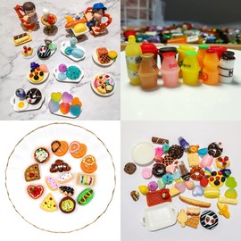 Nuanmu Miniature Food Drink Bottles Pretend Play Kitchen Game Party Toys (10 Bottles + 10 Foods（Random）)