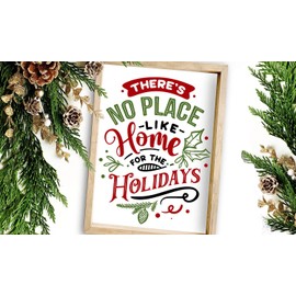 Sawfish® Christmas There's No Place Like Home for The Holidays Funny Kitchen Decoration Metal Sign Retro Vintage Wall Tin Plaque Ideal for Bathroom Pub Shed Bar Home Bedroom Dining Room