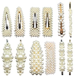 YOFASEN 12 pcs Pearls Hair Clips Set for Women Girls, Fashion Sweet Artificial Pearl Barrettes Hair Pins, Perfect Hair Accessories Decorations for Party, Birthday Valentines Day Gifts