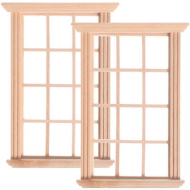 JOINPAYA 2 Pcs Miniature Dollhouse Window Frames: 1:12 Scale Wooden Window Models Furniture for Diy Miniature House