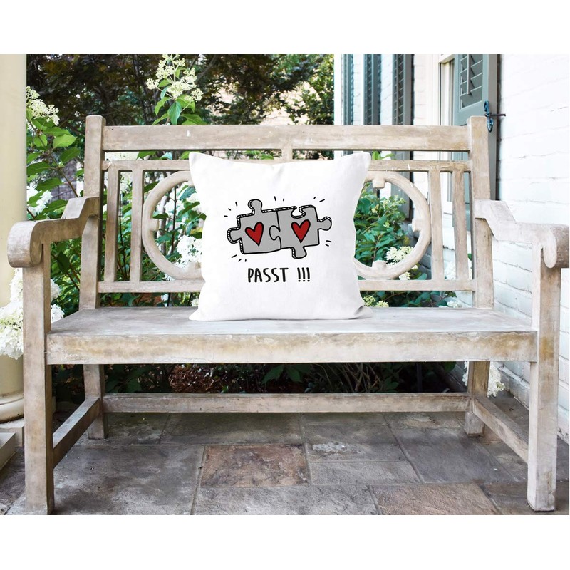 MoonWorks® Cushion Cover Passt!!! 2 Puzzle Pieces Gift Love Relationship