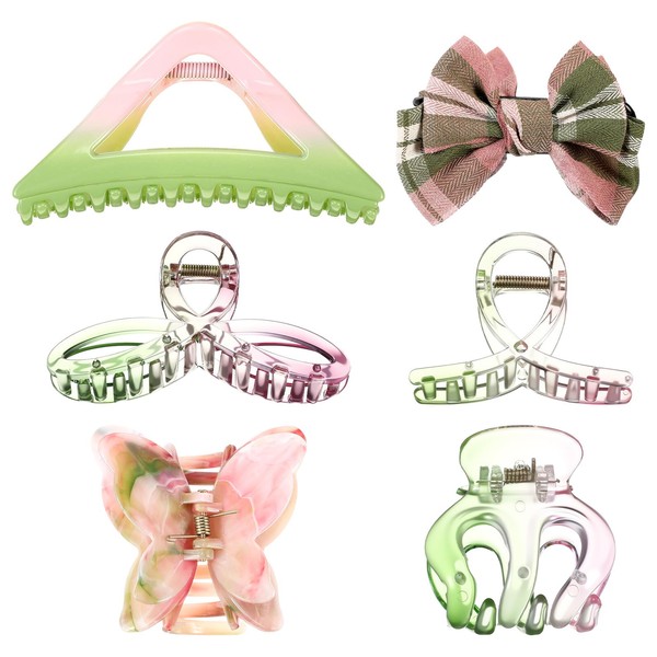 Zeyune 6 Pcs Pink/Green Hair Claw Clips Party Favors Wizard
