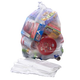 Bag it Plastics Heavy Duty Clear Recycling Bin Bags (Pack of 10) - 140 Gauge Ultra Strong Bin Liners, Clear Bin Bags for 40L-90L Bins, Ideal for Recycling and Waste - Refuse Sacks 18” x 29” x 39”