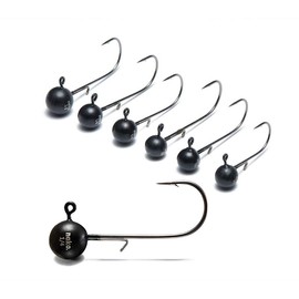 NAKO 200% Sensitive Tungsten Ball Jig Heads Damiki Rig Jig Heads | No Chip Black | 5 Pack - Weight: 3/8 oz, Hook Size: #4/0, Pack Quantity: 5pk