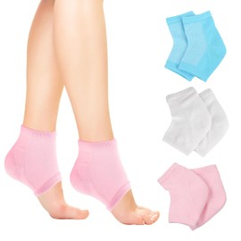 SYEYCW 3 Pairs Gel Heel Socks, Moisturizer Socks for Cracked Heel Treatment, Soft Ventilate Open Toe Socks, Foot Spa Moisturizing Socks, for Dry Hard Cracked Skin, Moisturizing Day Night Care Skin