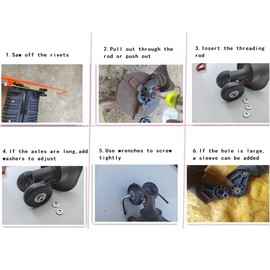 LOTOWELZON Pack of 2 Double Type Black Mute Luggage Replacement Wheels 60 mm Thickness 14 mm with 6 mm Ball Bearings Repair Kits ABEC 608zz for Suitcases and Inline Outdoor Skate (OD60xThk14