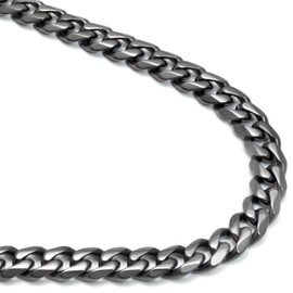 TruTi Gunmetal Grey Titanium 7MM Curb Link Necklace Chain 20"