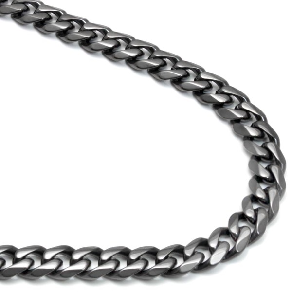 TruTi Gunmetal Grey Titanium 7MM Curb Link Necklace Chain 20"