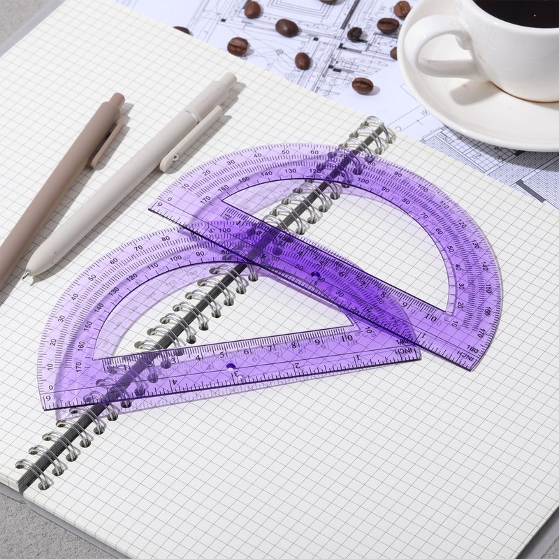 Zonon 2 Pcs 6 Inch Plastic Protractor Math Protractors 180
