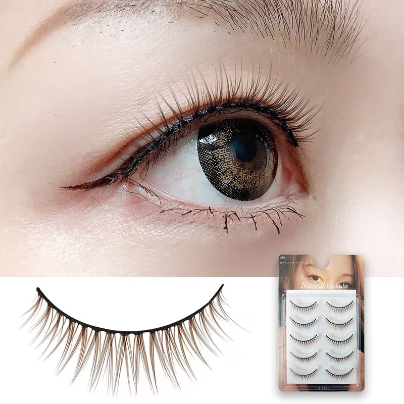 D-ONE Natural False Eyelashes, 5 Pairs (A04, Super Natural Nude