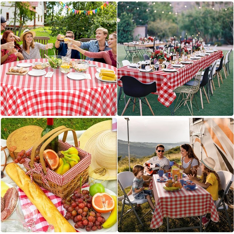 Luoqun88 2 Pack Plastic Tablecloths 137x274cm, Disposable ectangle Tablecloth, Waterproof