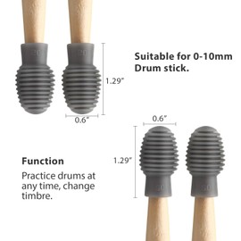 4 Pieces Drum Mute Drum Dampener Silicone Drumstick Silent Practice Tips Percussion Accessory Mute Replacement Musical Instruments Accessory (Grey,Grid)