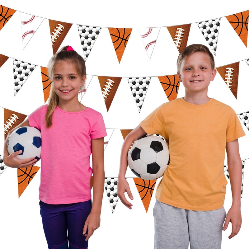 4 Pcs Sport Party Decorations Football Pennant Banner Basketball Banner