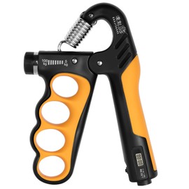 Hand Grip Strengthener, Forearm Strengthener, 11-220 Lbs Adjustable Grip Strength Trainer with Digital Counter, Home Gym Equipment Forearm Trainer for Muscle Building and Injury Recovery,Orange